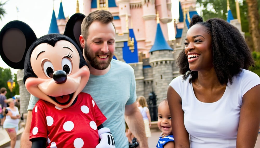 A family enjoying a Disney vacation adventure A family enjoying a Disney vacation adventure